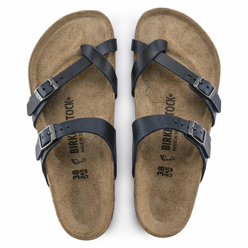 Birkenstock Oiled Læder Mayari Dame Blå | DK 397YXF